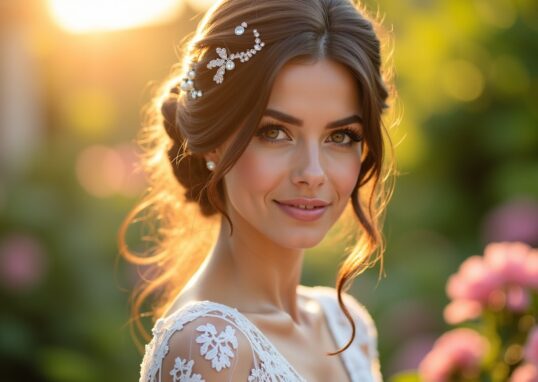 Guide élégant : Sublimer sa coiffure de mariée avec des pinces en strass et perles