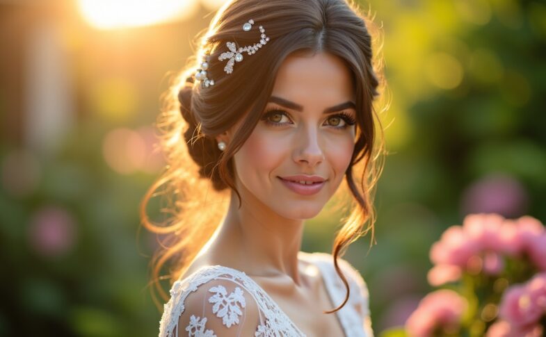 Guide élégant : Sublimer sa coiffure de mariée avec des pinces en strass et perles